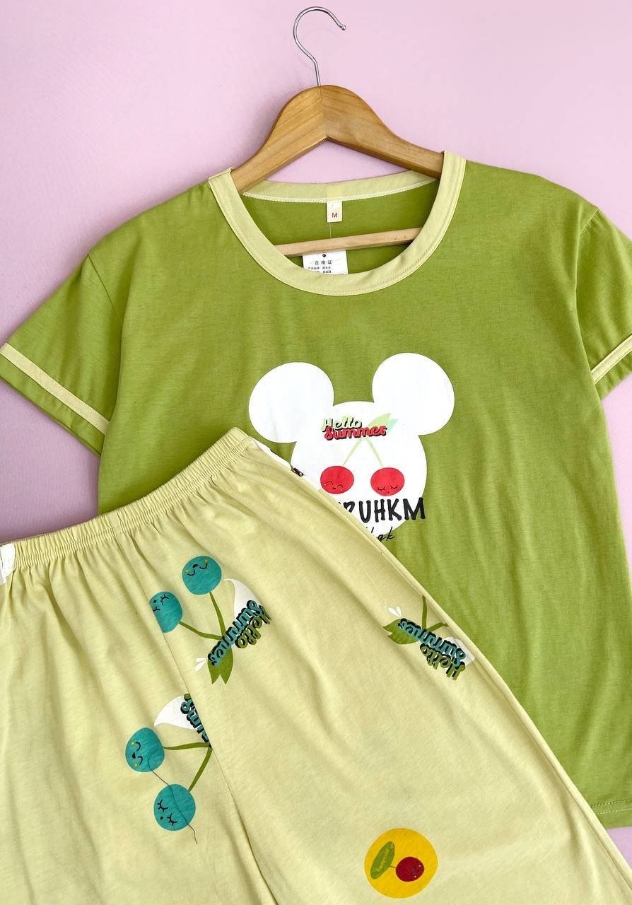 ست بلوز و شلوارک نخ و پنبه کد 1644