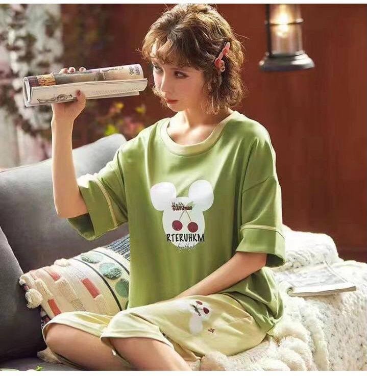 ست بلوز و شلوارک نخ و پنبه کد 1644