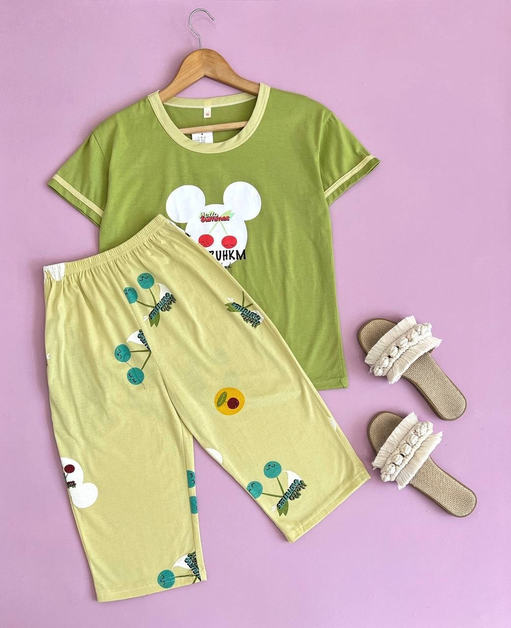 ست بلوز و شلوارک نخ و پنبه کد 1644