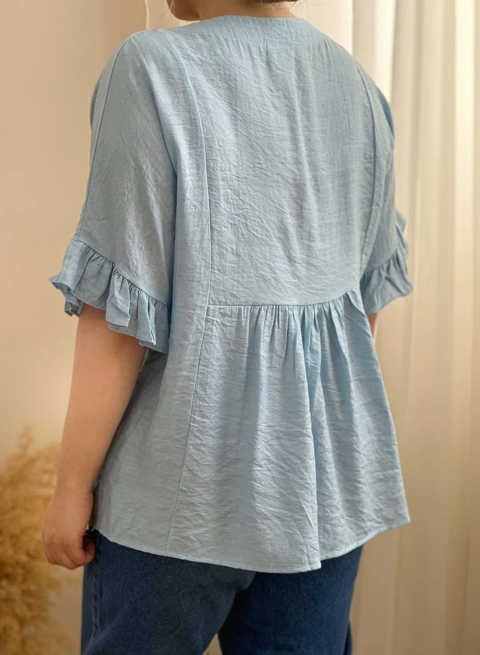 شوميز استين کيمنو چين دار کد 1671