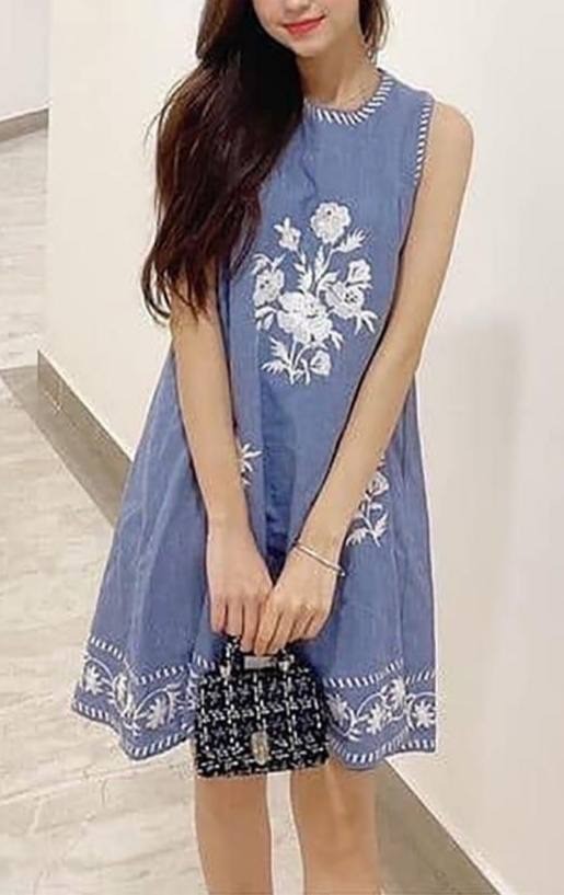 پیراهن جین گلدوزی شده کد 1661