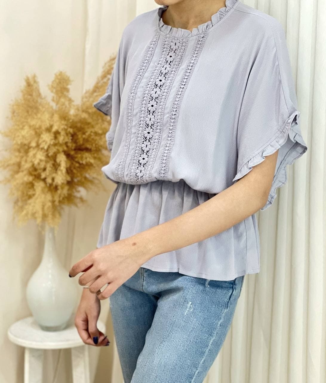 بلوز خفاشي جلو گيپور کد 1519