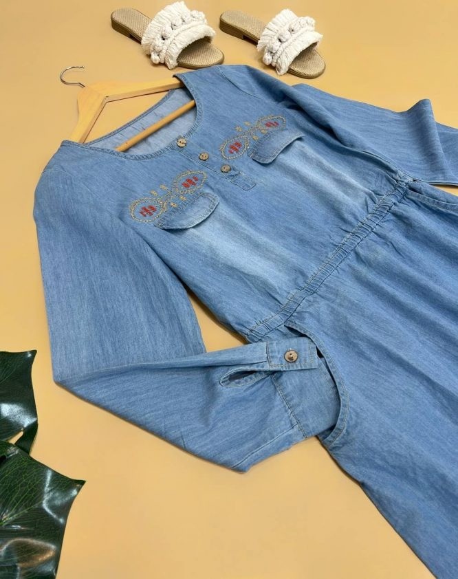 تونيک جين گلدوزي شده کد 1609