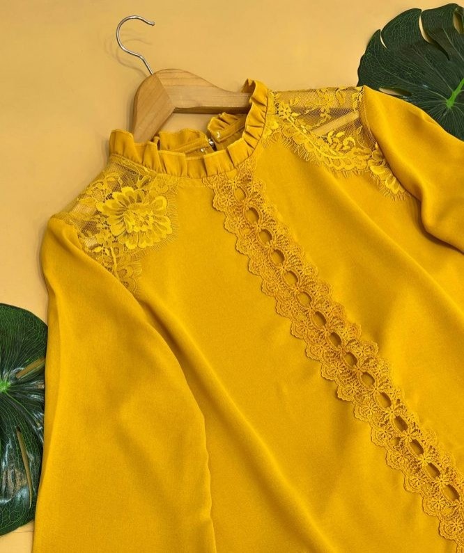 شوميز کرپ نخ سرشونه گيپور کد 1631