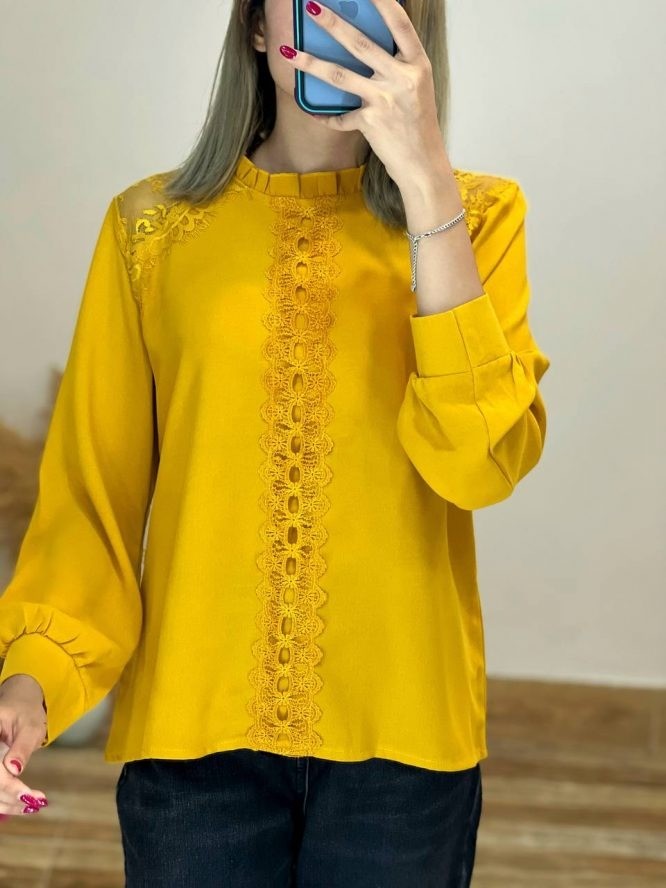 شوميز کرپ نخ سرشونه گيپور کد 1631