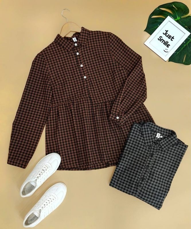 شوميز شطرنجي کمر چين کد 1600