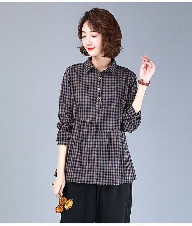 شوميز شطرنجي کمر چين کد 1600