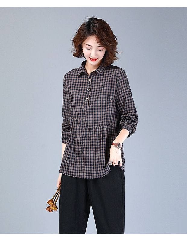 شوميز شطرنجي کمر چين کد 1600