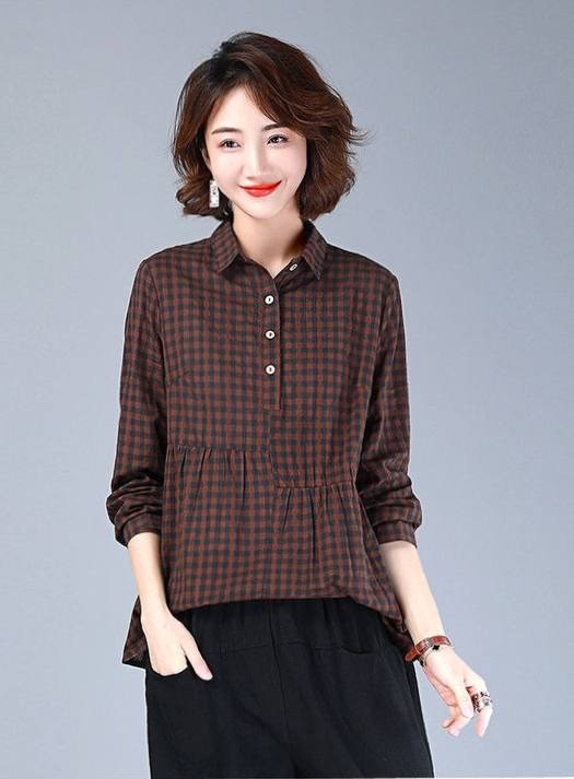 شوميز شطرنجي کمر چين کد 1600