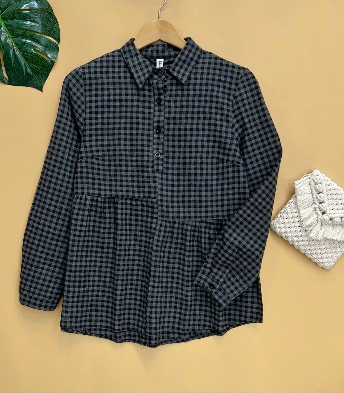 شوميز شطرنجي کمر چين کد 1600