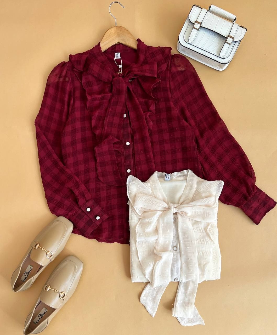 شوميز حرير اشکي آستردار کد 1540