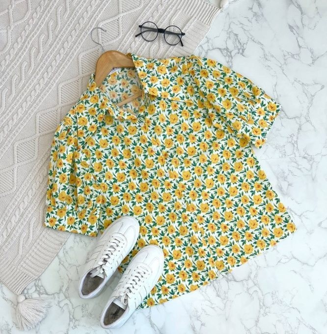 شوميز گلدار آستين پف کد 1456  