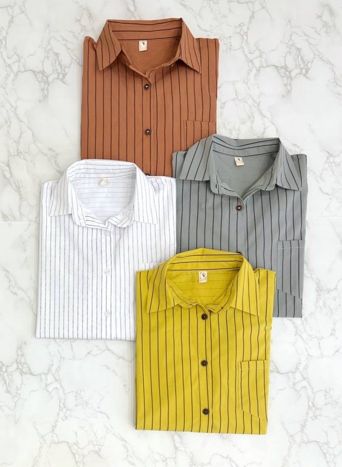 شوميز راه راه نخ کتان کد 1491