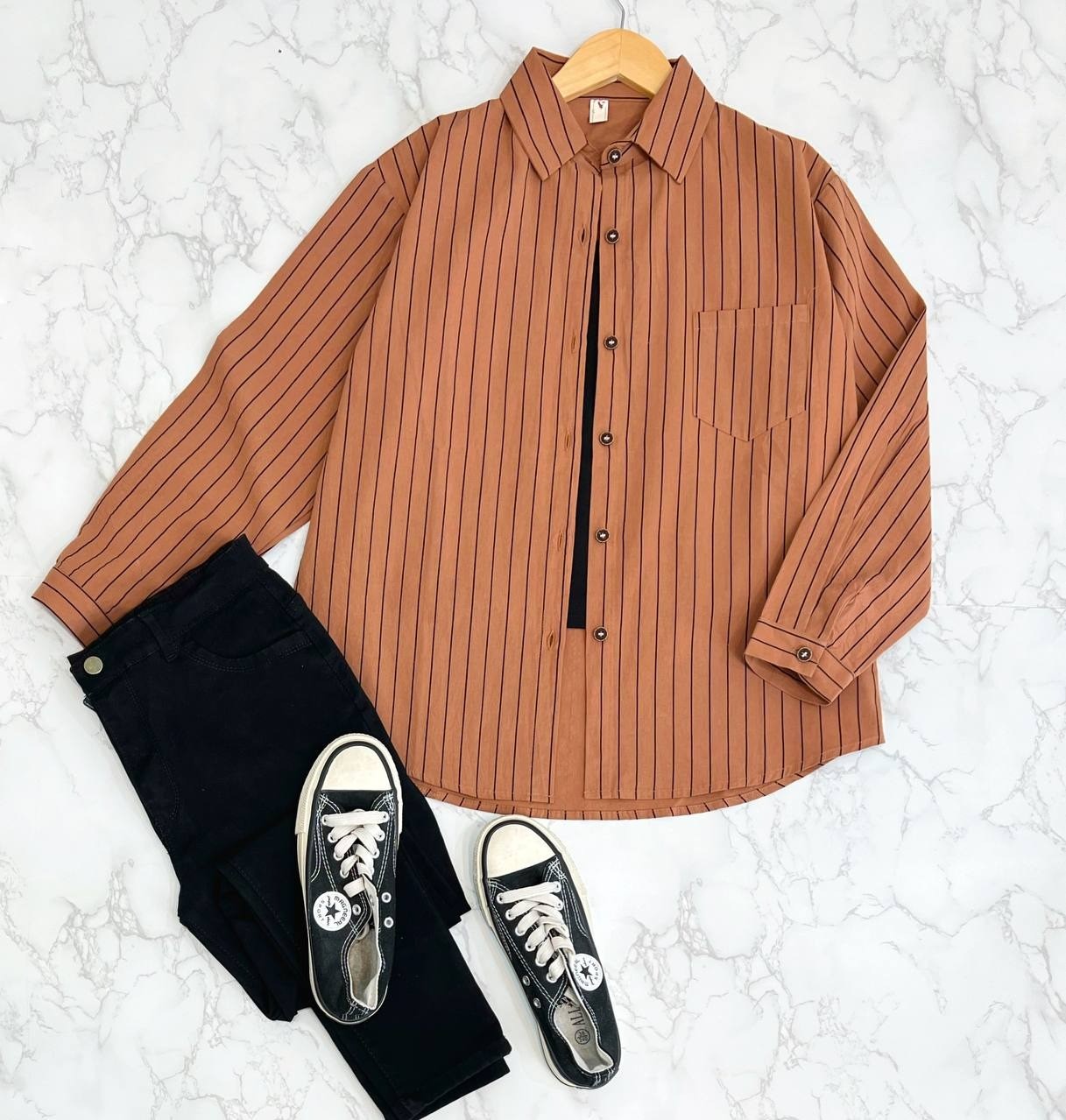 شوميز راه راه نخ کتان کد 1491