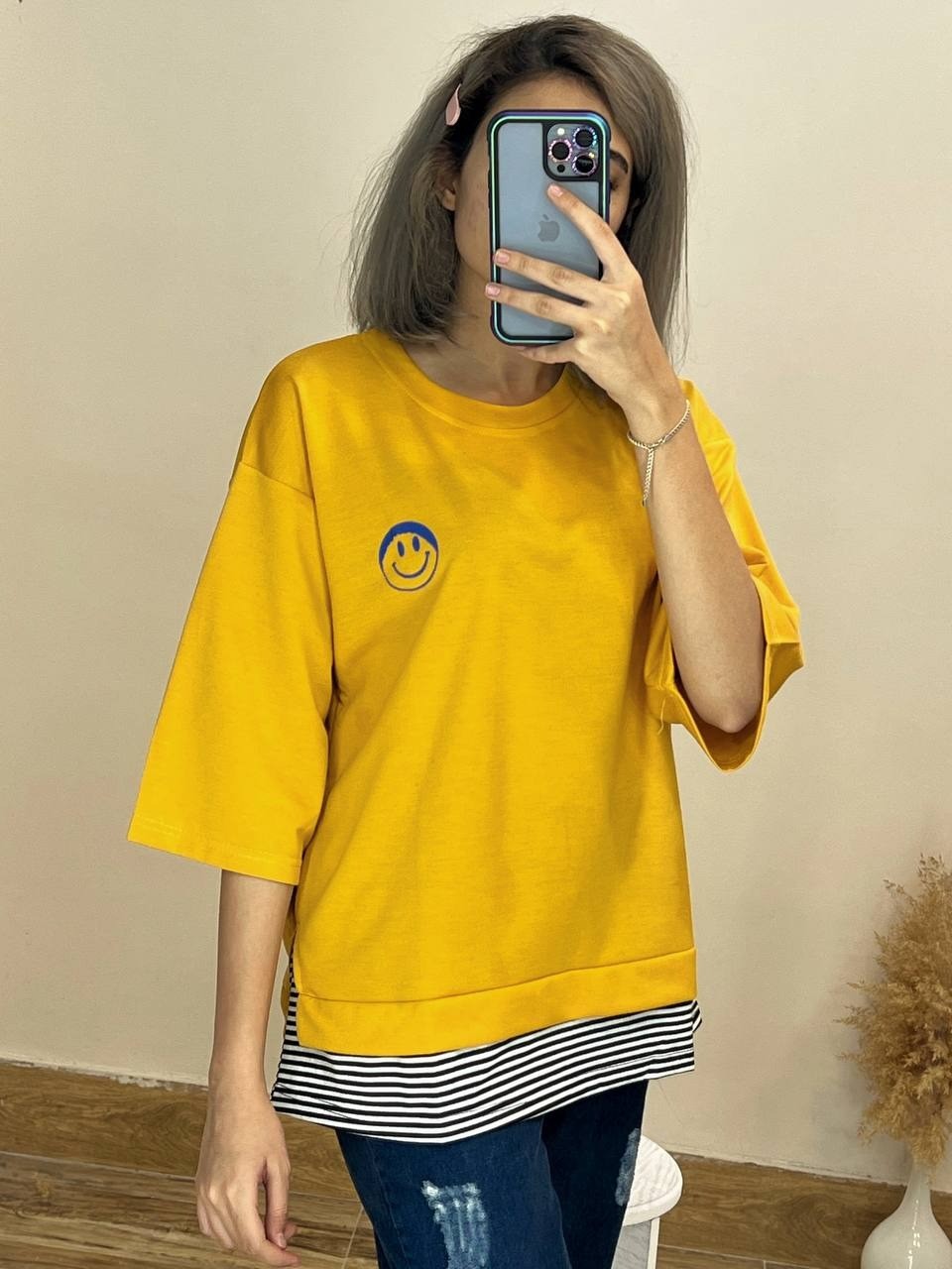 تيشرت لانگ نخ و پنبه کد 1392  