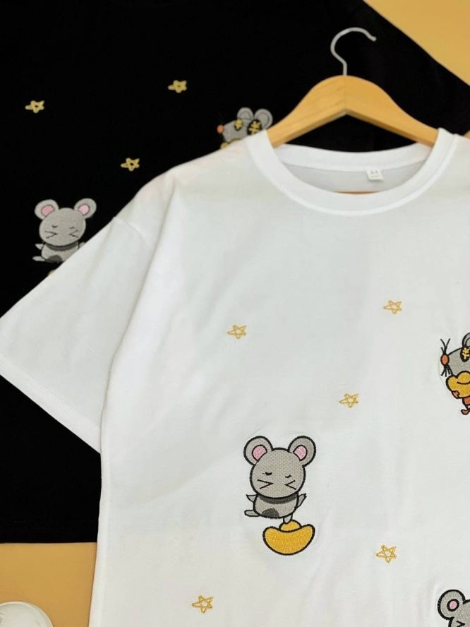 تيشرت نخ و پنبه گلدوزي شده بلند کد 1571  