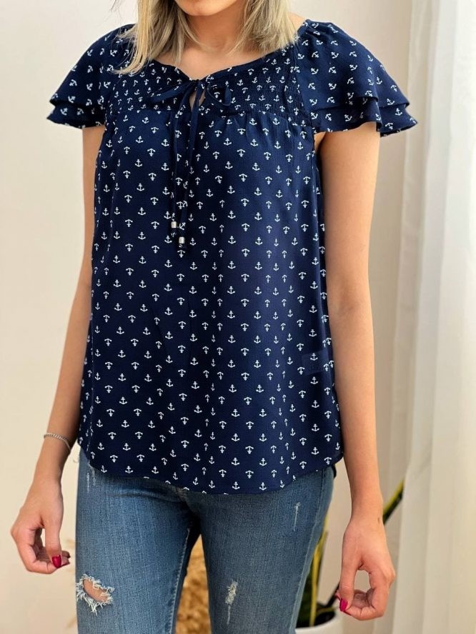 شوميز آستين دوچين لنگري کد 1561