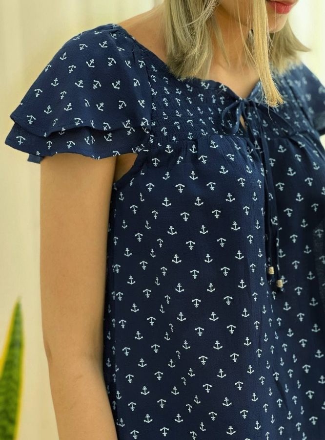 شوميز آستين دوچين لنگري کد 1561