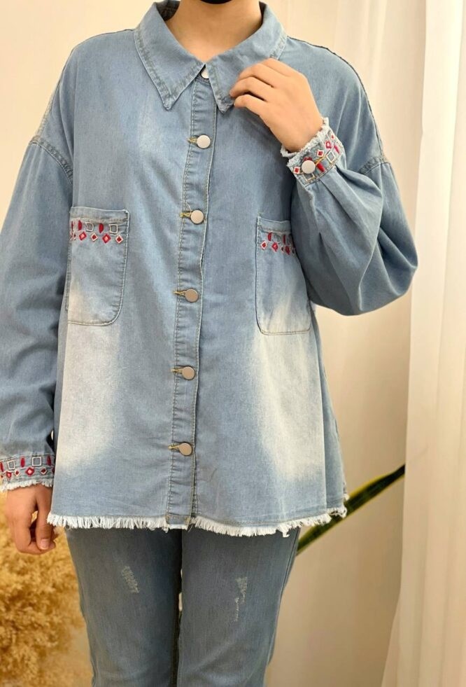 شوميز جين گلدوزي شده کد 1652