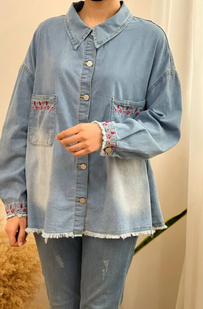 شوميز جين گلدوزي شده کد 1652