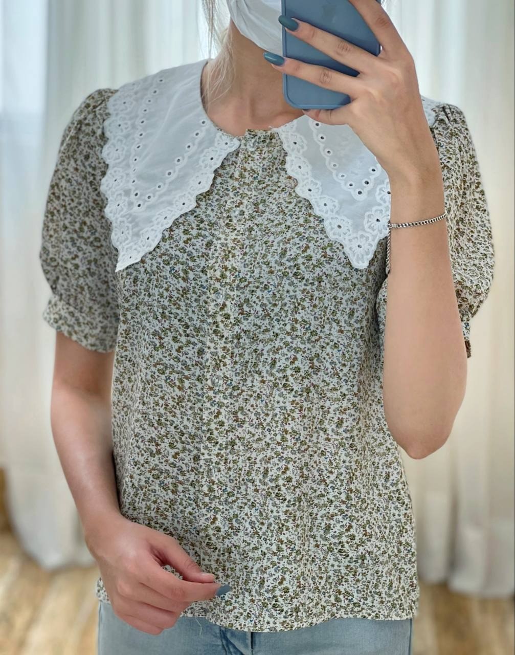 شوميز گلگلي جلو دکمه کد 1733