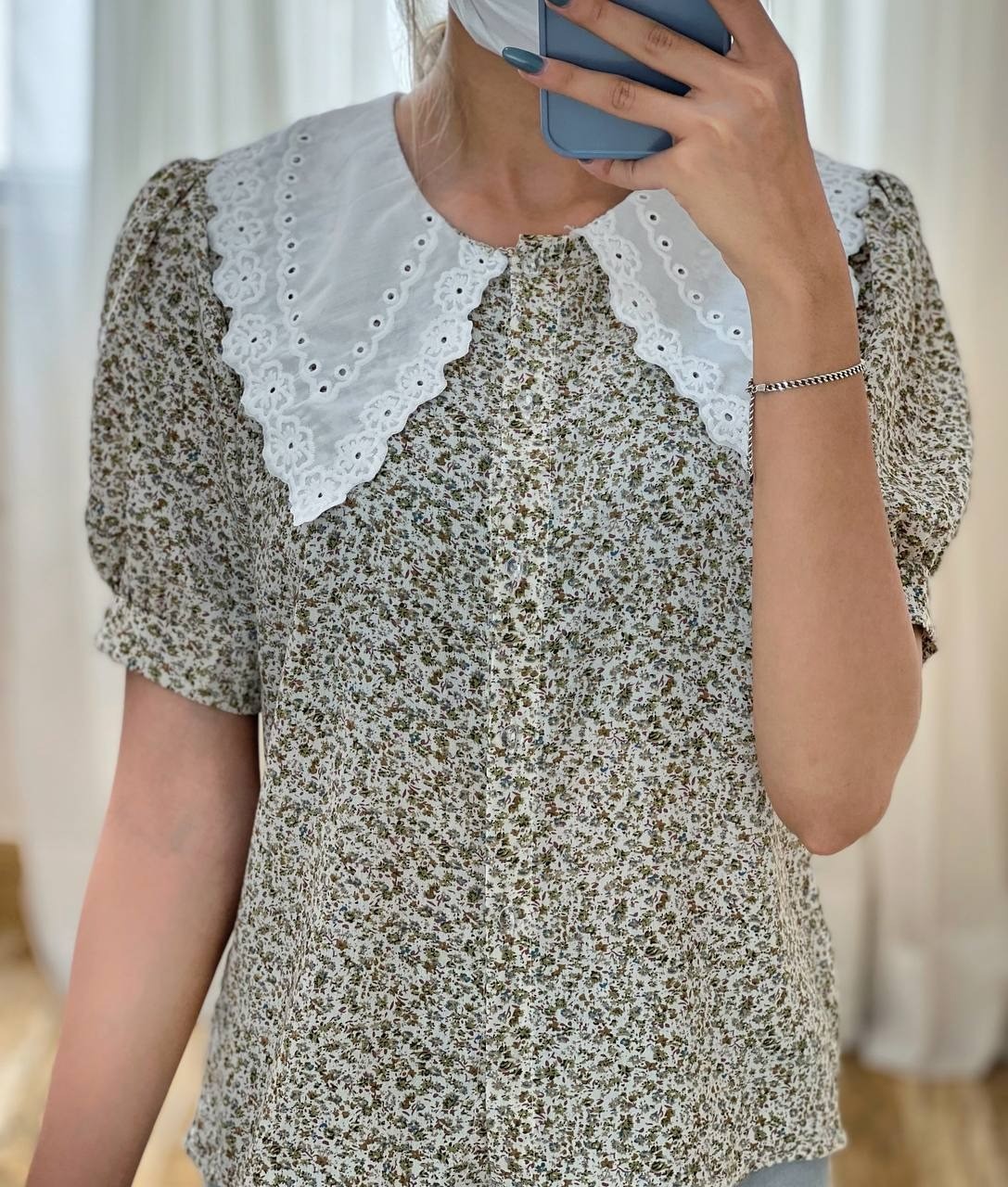 شوميز گلگلي جلو دکمه کد 1733