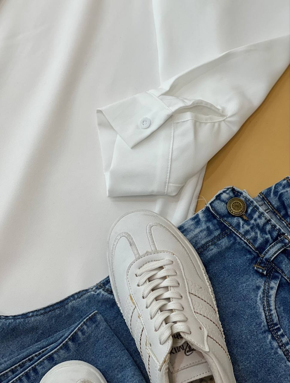 شومیز مانتویی قواره دار سفید کد 1790