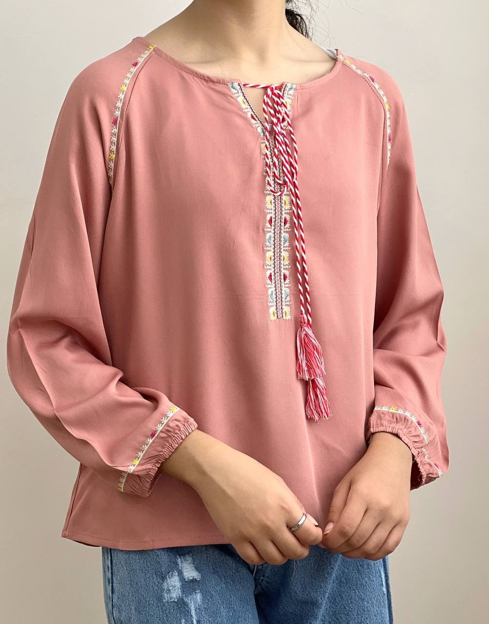 شومیز گلدوزی منگوله دار کد 1802