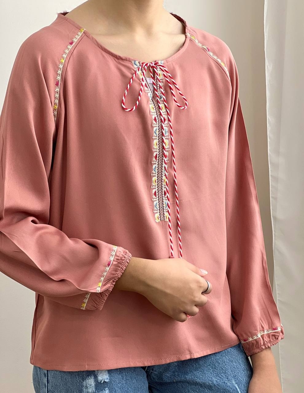 شومیز گلدوزی منگوله دار کد 1802