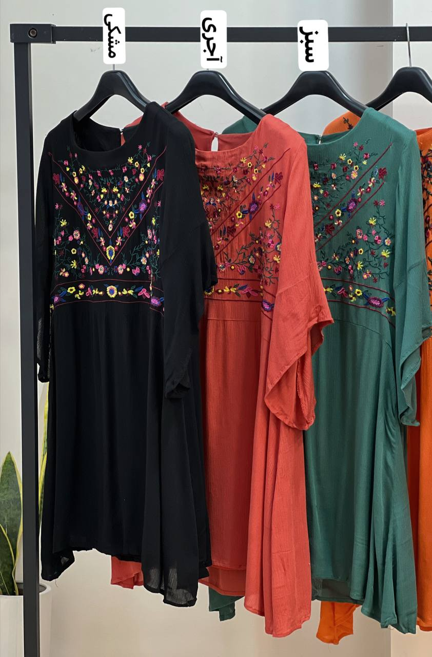 پیراهن نخ کریشه گلدوزی شده کد 1828