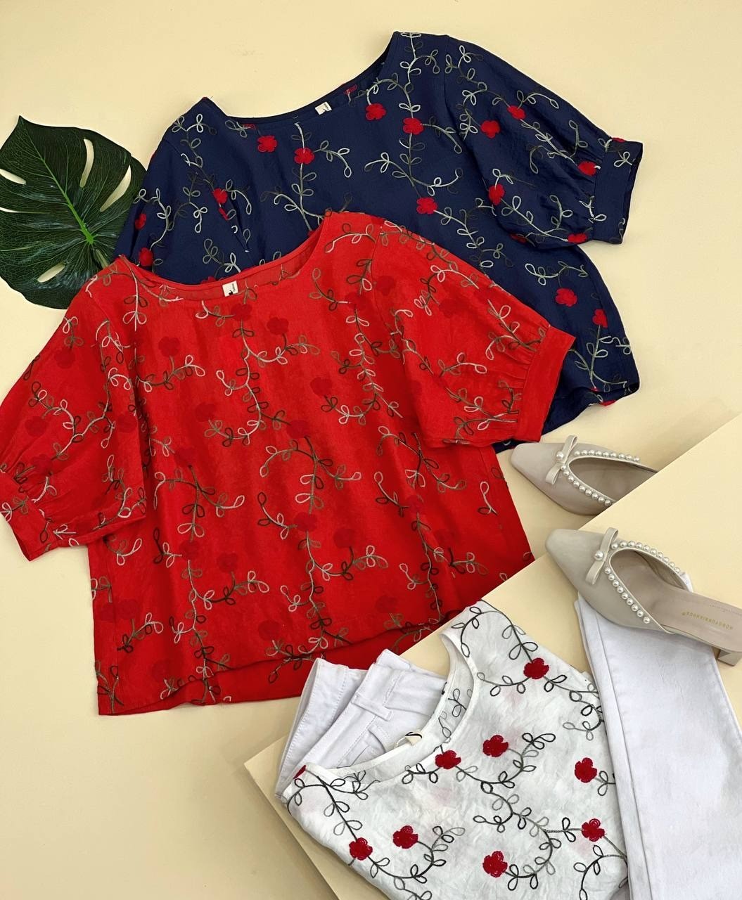 شومیز استین گلدوزی شده طرح 2 کد 1832