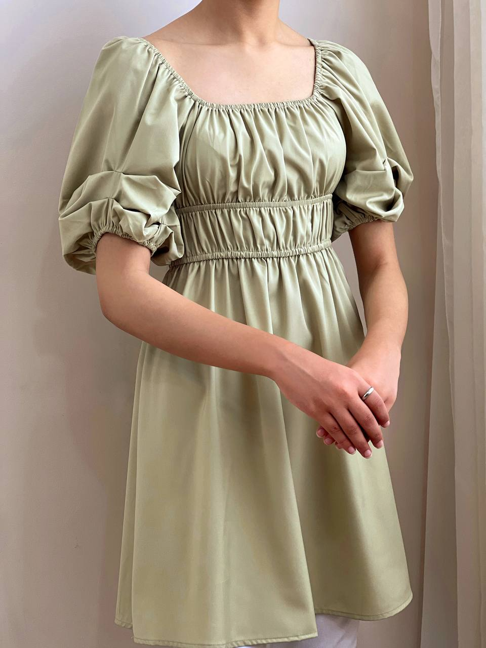 پیراهن آستین پف تک رنگ کد 1836