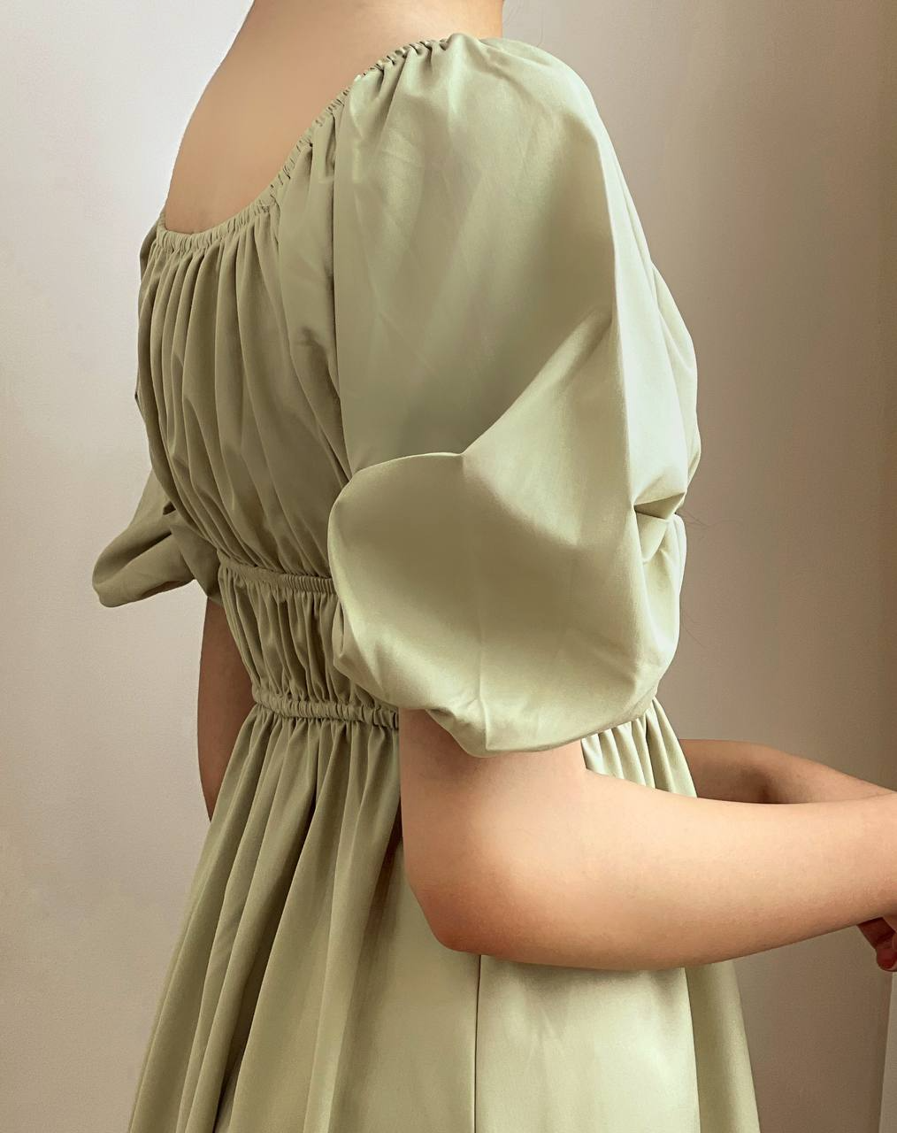 پیراهن آستین پف تک رنگ کد 1836