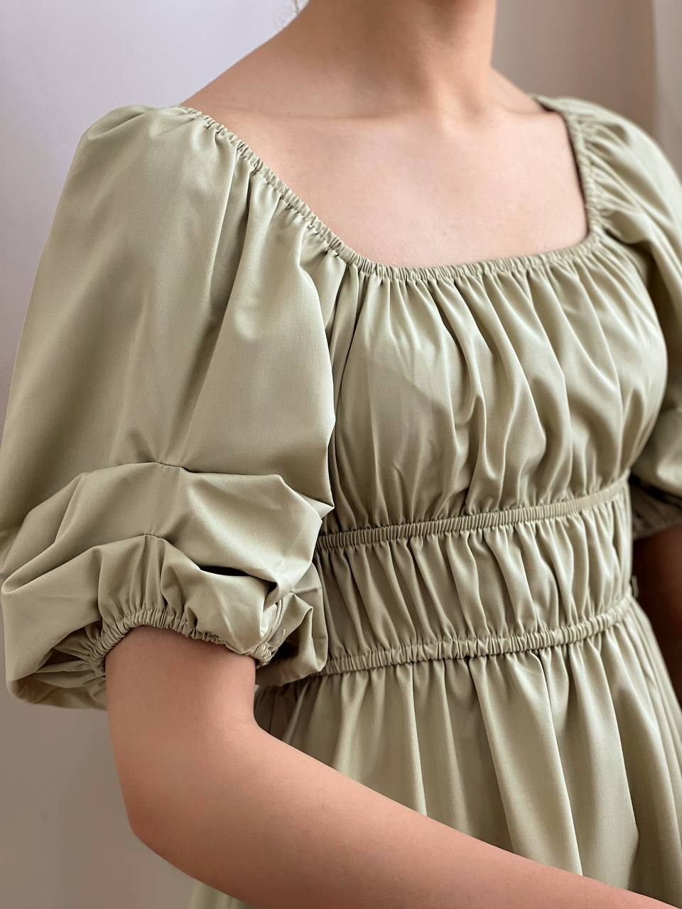 پیراهن آستین پف تک رنگ کد 1836