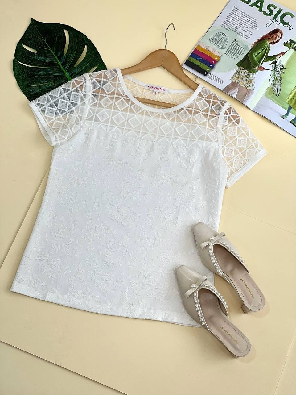 شومیز ژاکارد سفید کد 1844