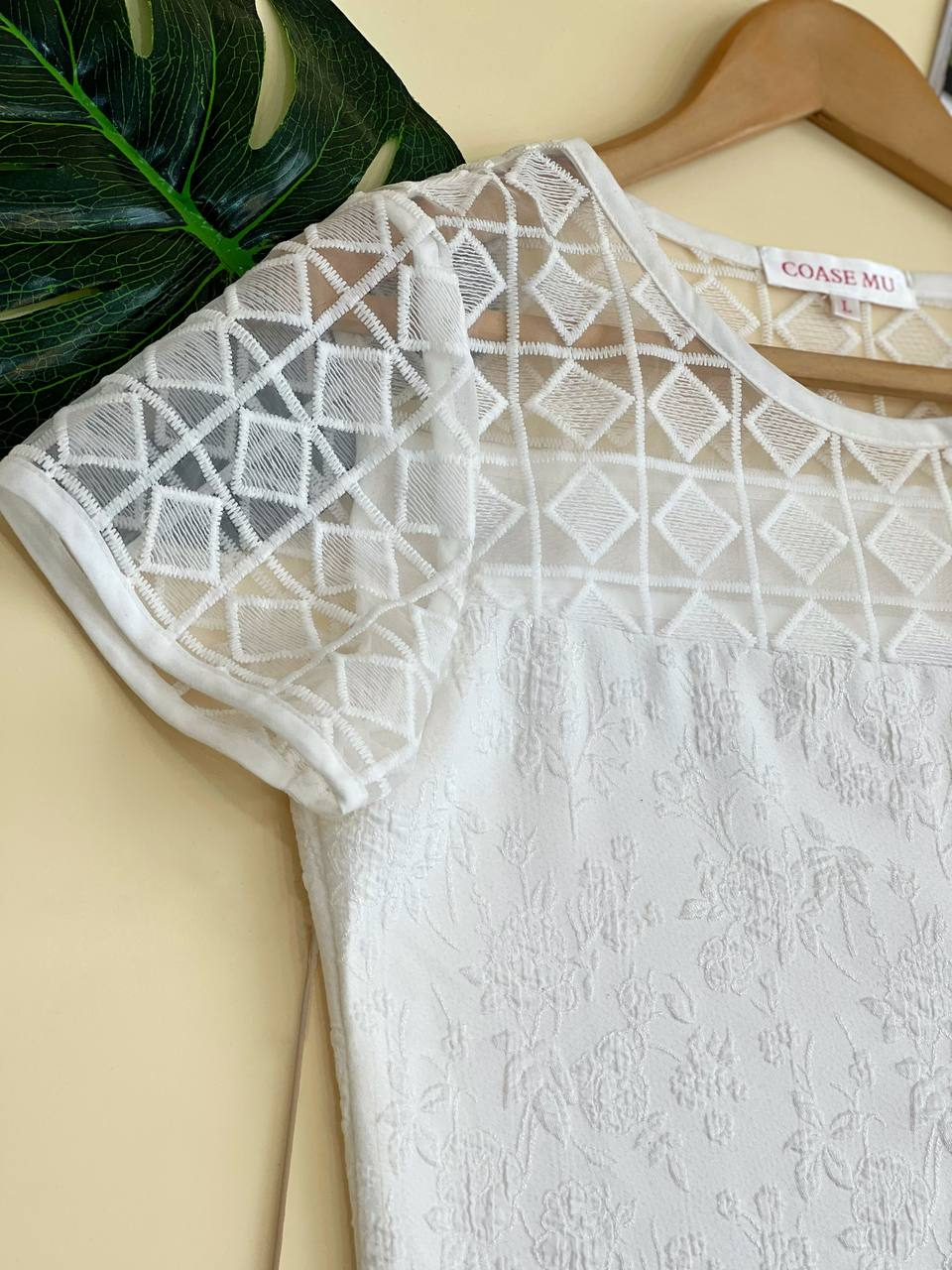 شومیز ژاکارد سفید کد 1844