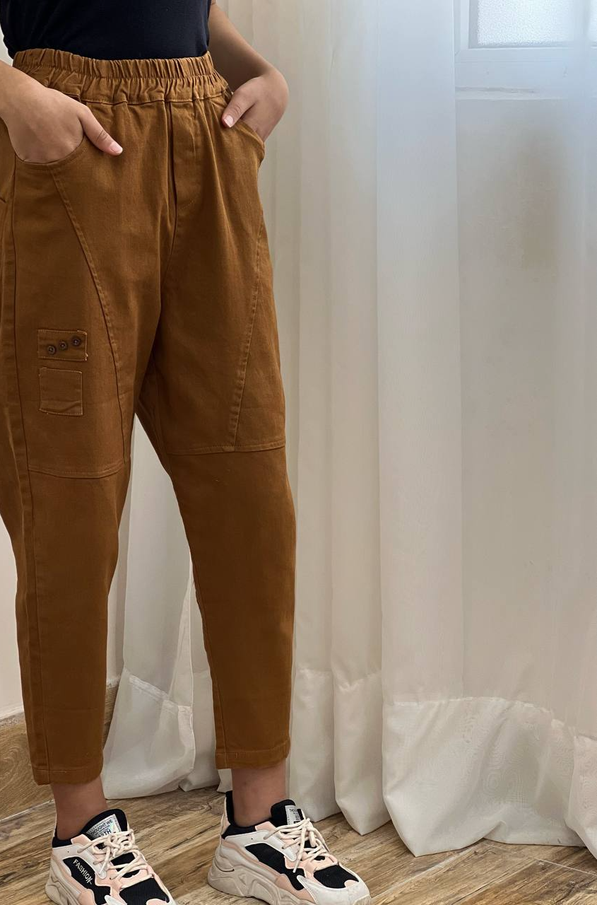 شلوار کتان کبریتی مام فیت کد 1850