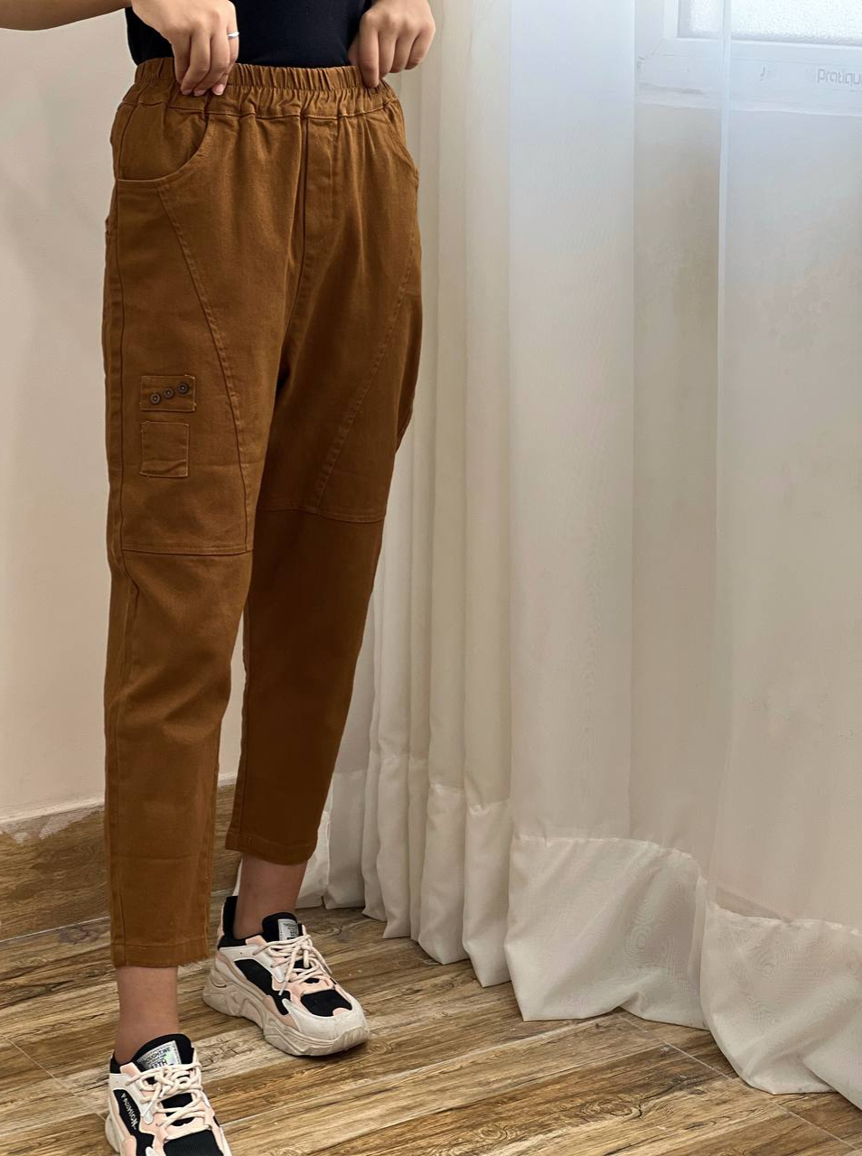 شلوار کتان کبریتی مام فیت کد 1850