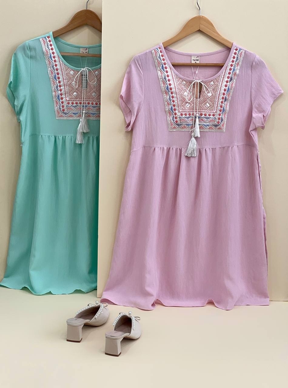 پیراهن کرپ نخی سنتی کد 1888