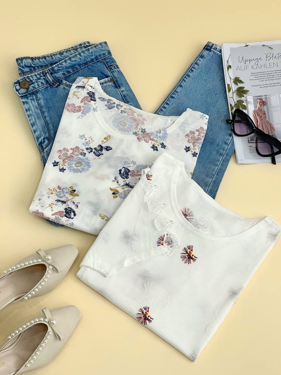 تیشرت نخ و پنبه گل برجسته کد 1889