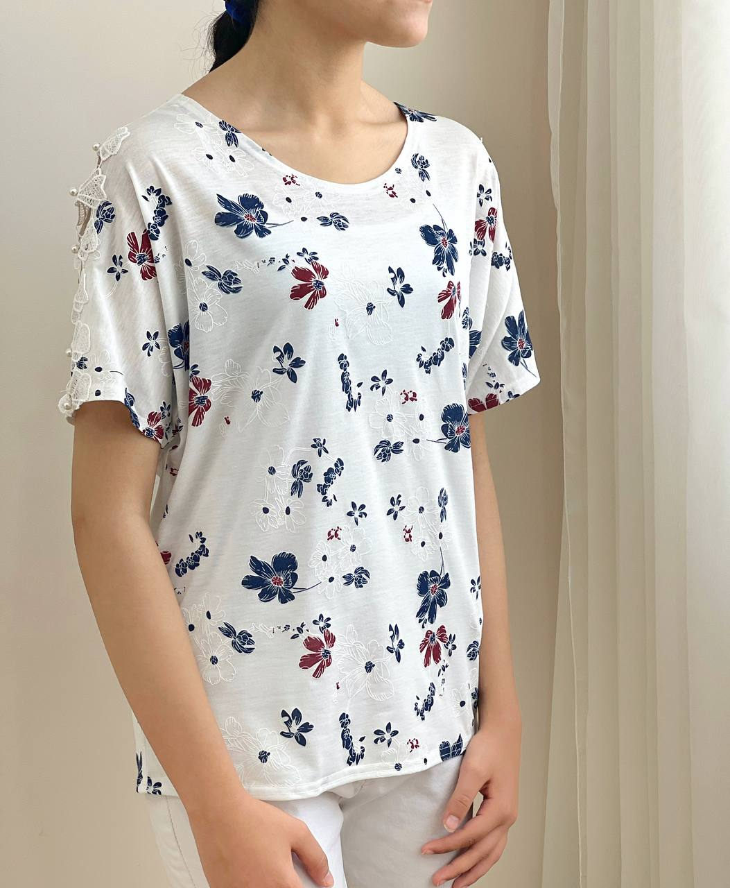 تیشرت نخ و پنبه گل برجسته کد 1889