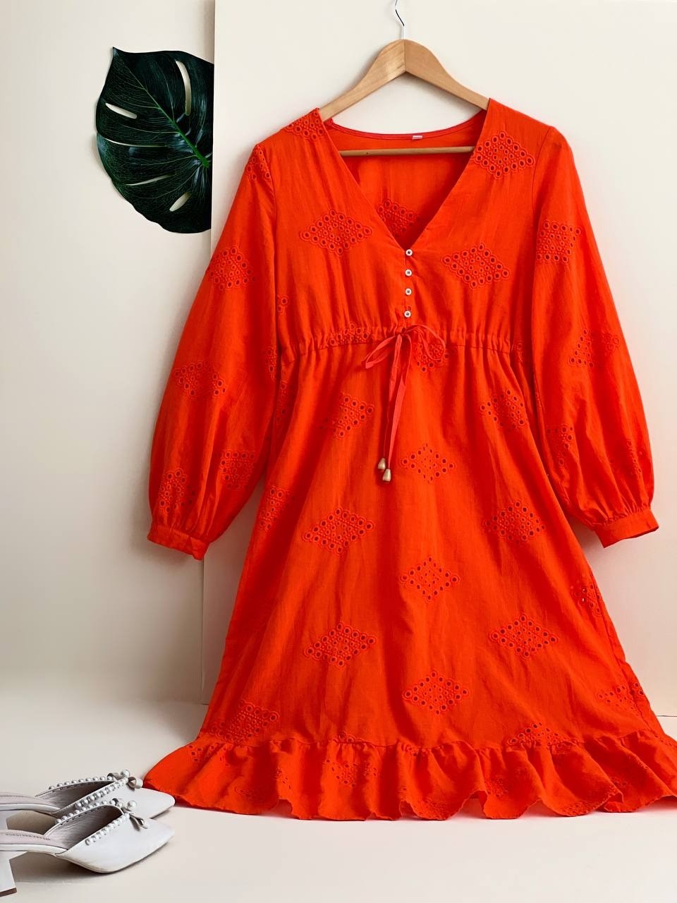 پیراهن مانتویی خامه دوزی آستردار کد 1915