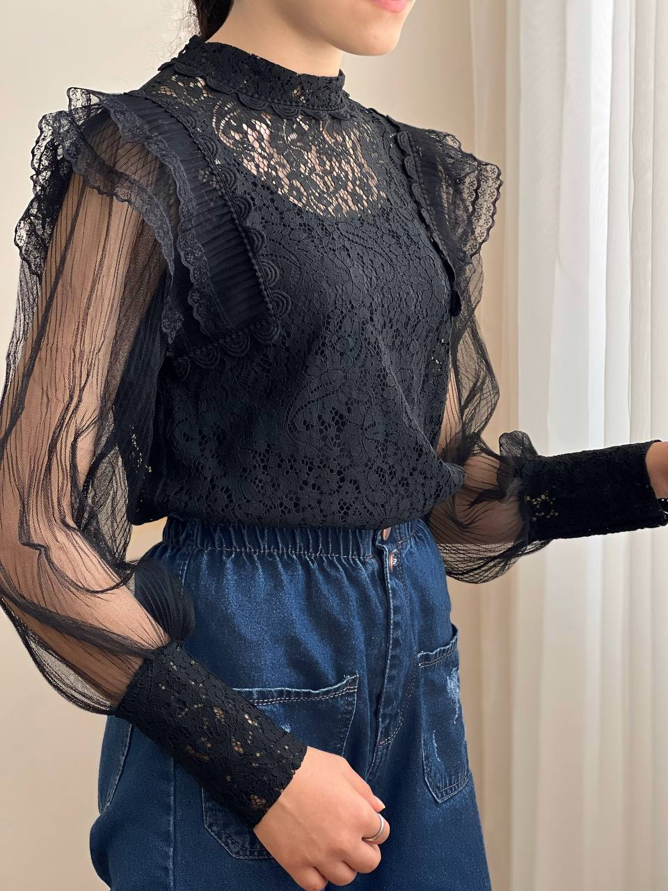 شومیز گیپور آستین تور کد 1919