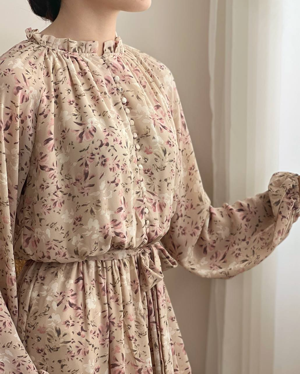 پیراهن کرپ حریر آستردار کد 1965