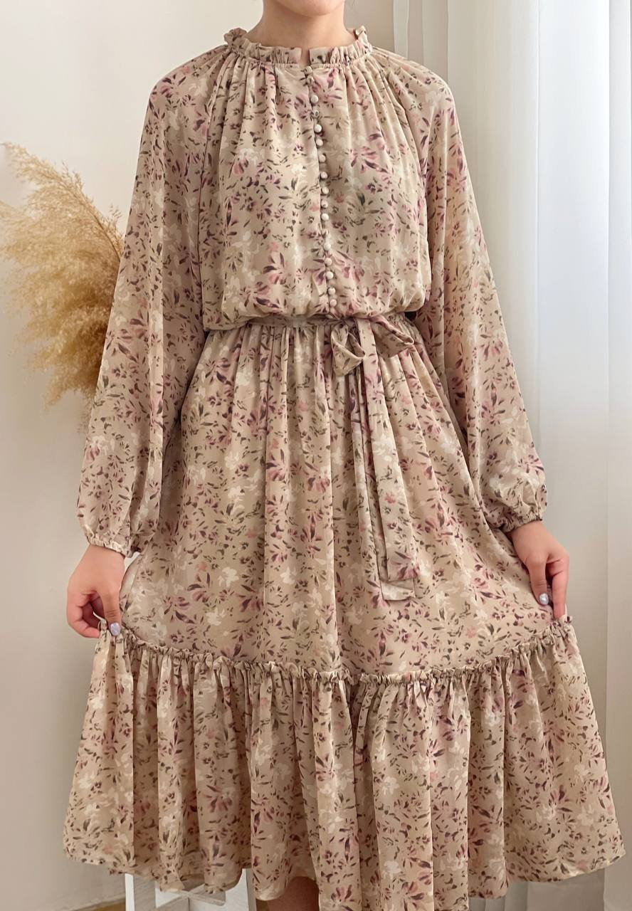 پیراهن کرپ حریر آستردار کد 1965