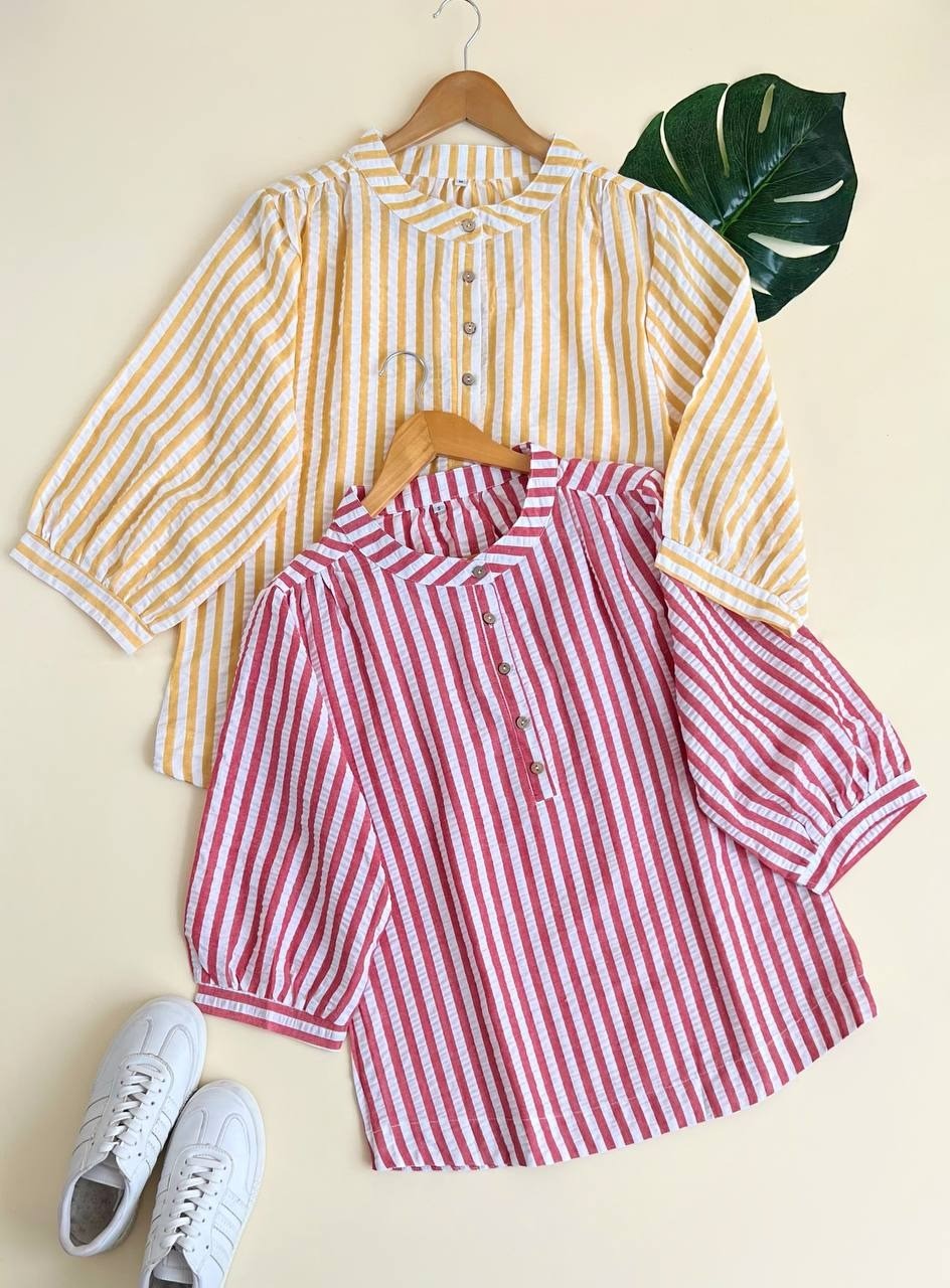 شومیز مانتویی راه راه کد 1977