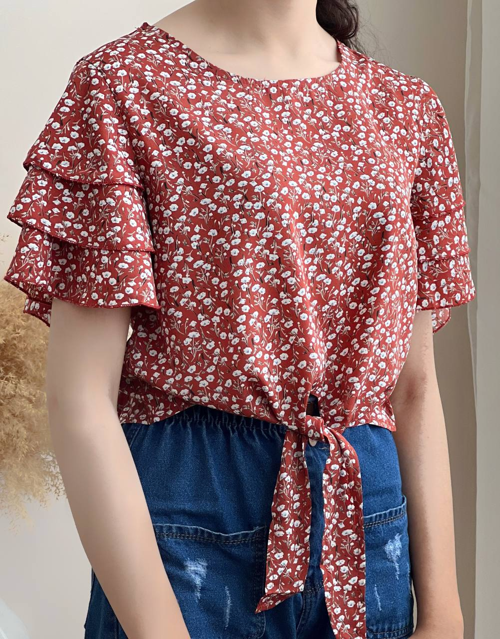 شومیز کرپ استین پله کد 1995