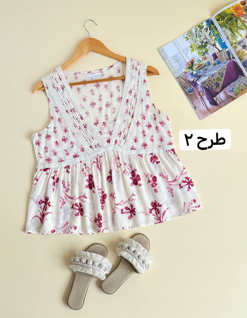 تاپ نخ کریشه گلدار کد 2003