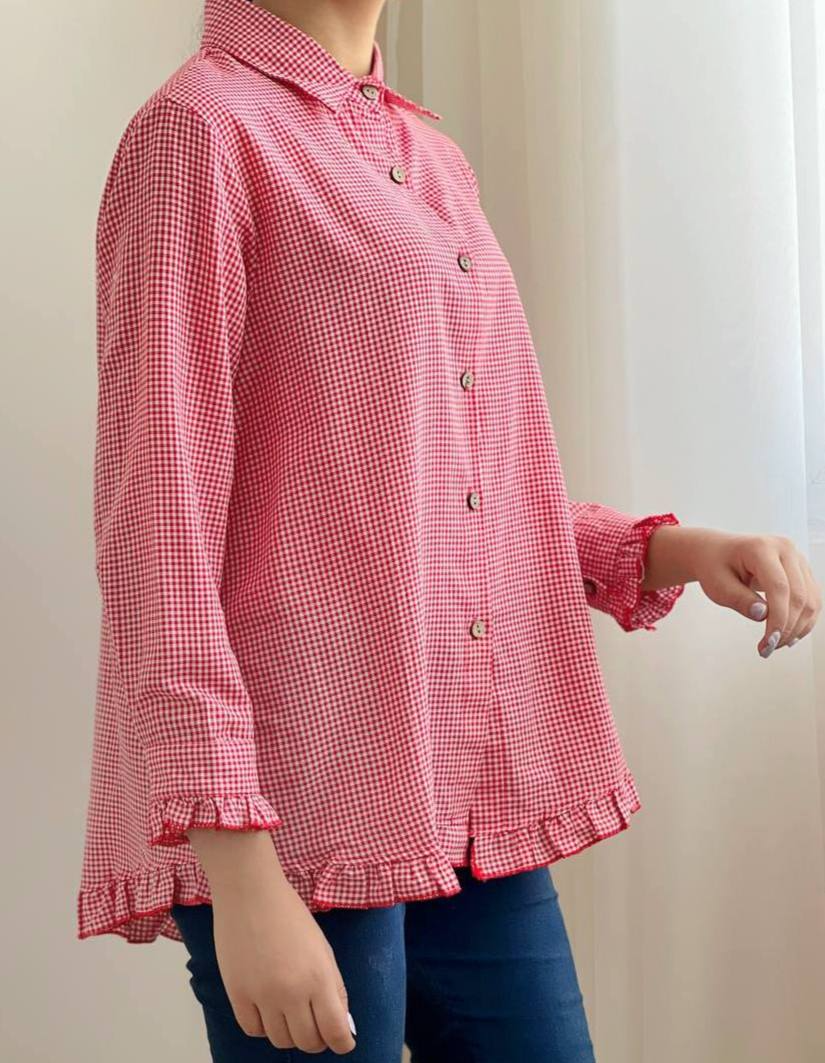 شومیز چهارخونه ریز کد 2004