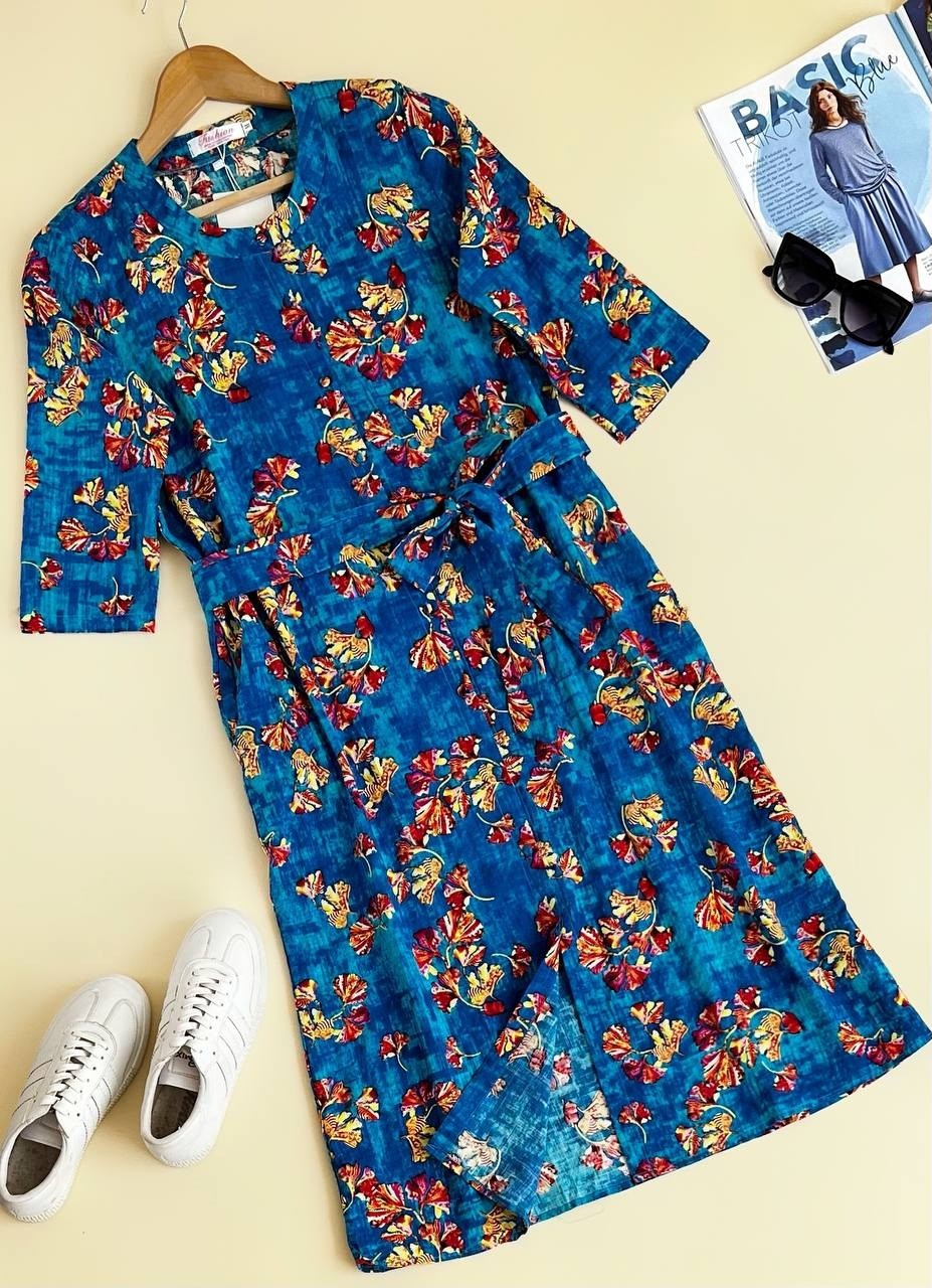 پیراهن نخی جلو دکمه کد 2008